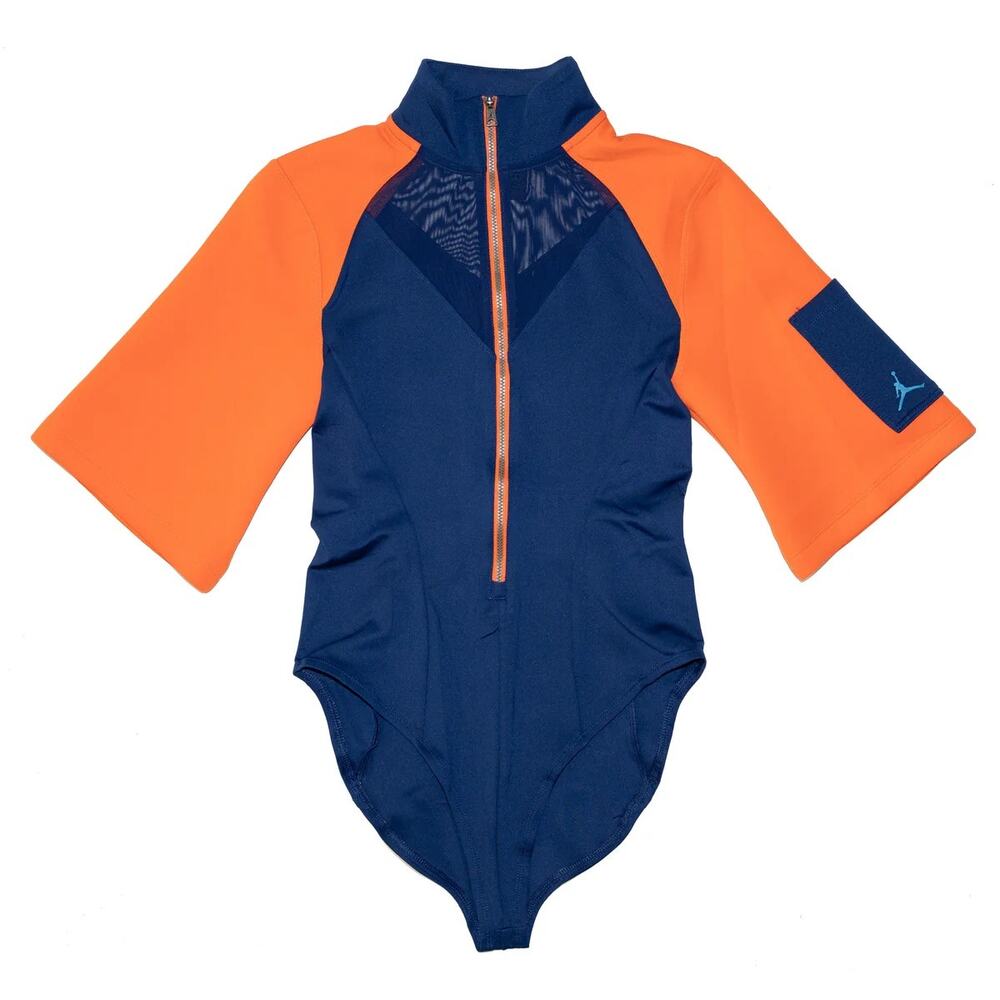 New Woman Nike Air Jordan Next Utility Bodysuit Blue Void Orange Medium MSRP $70